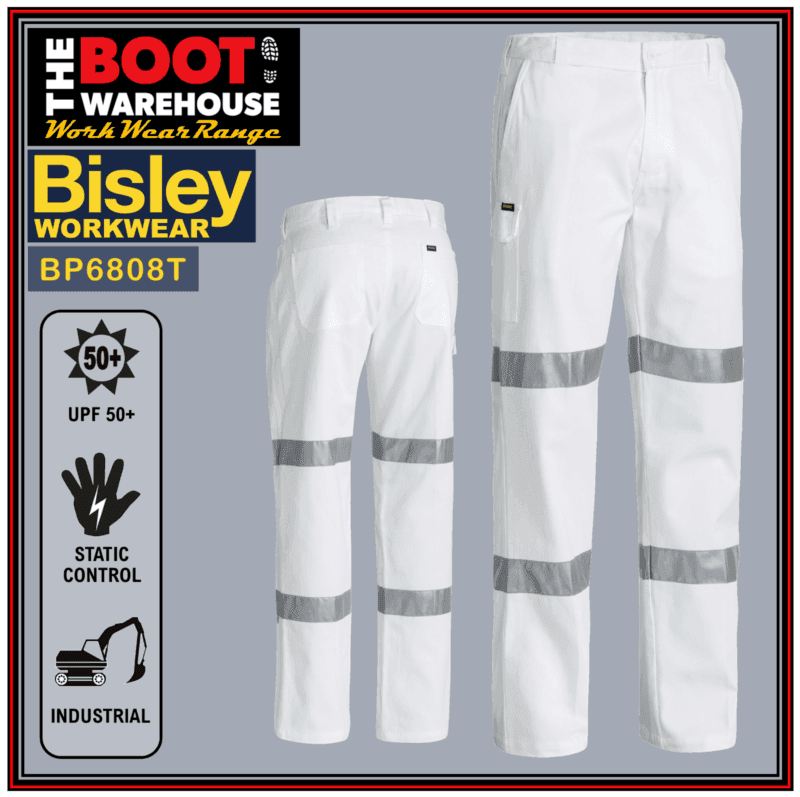 Bisley BP6808T Reflective 'Biomotion' Double Taped NIGHT WORK Cotton Drill Pants