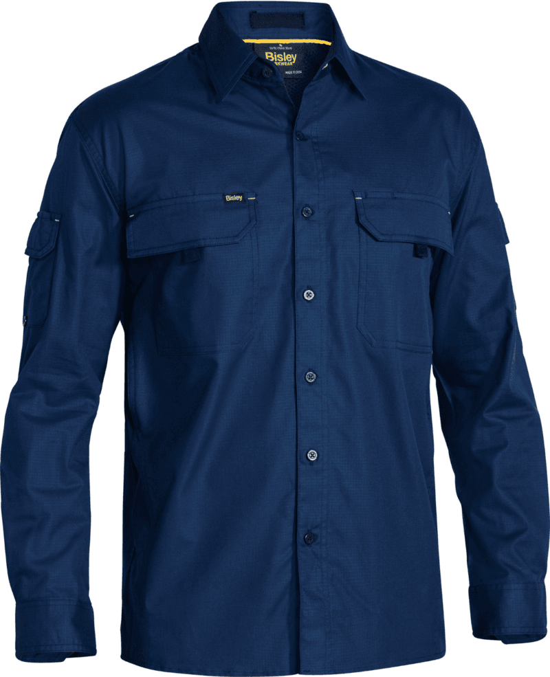Bisley BS6414 Mens Work Shirt Ripstop Cotton X Airflow Ventilation Long Sleeve