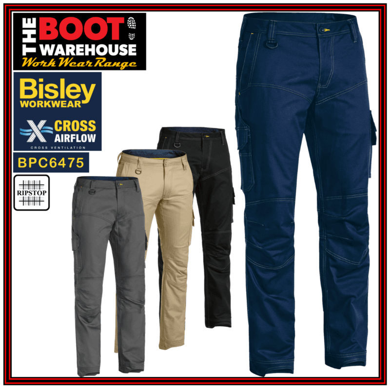 Bisley BPC6475 Mens Engineered Ripstop Cargo 'X-AIRFLOW' Work Pants. MODERN FIT!