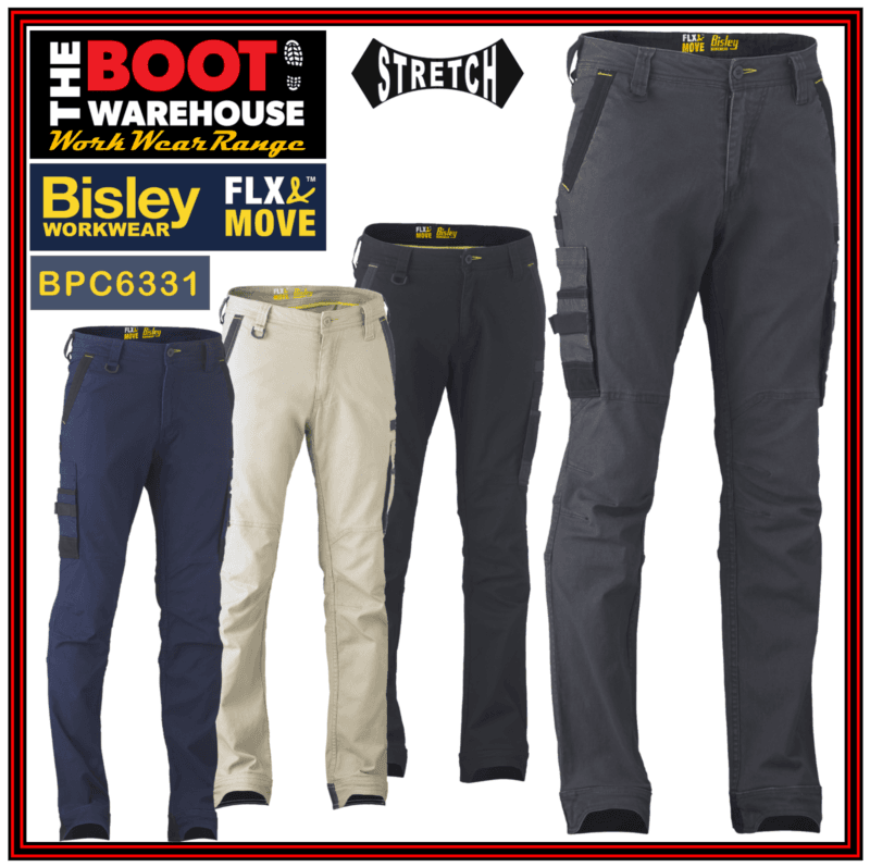 Bisley BPC6331 Men's Workwear 'FLEX & MOVE' Stretch Utility Cargo Pants