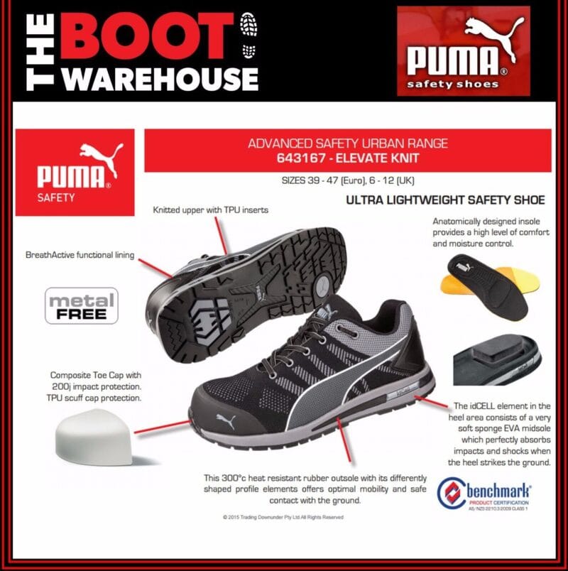 VEGAN, VEGETARIAN, NO LEATHER! - Puma 'ELEVATE' Composite Toe Safety Work Shoes