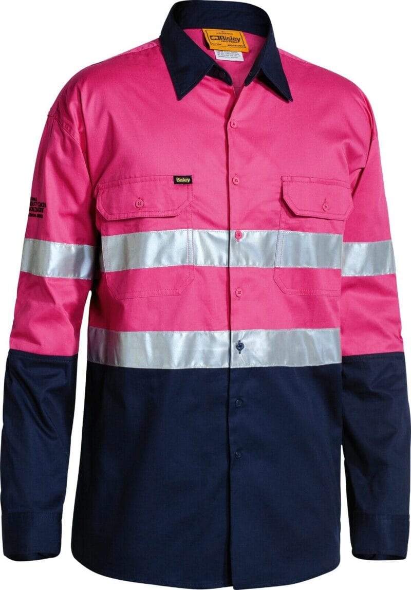Bisley BS6896 Work Shirts Mens 3M Taped 2 Tone High Vis Cool Australian Dispatch