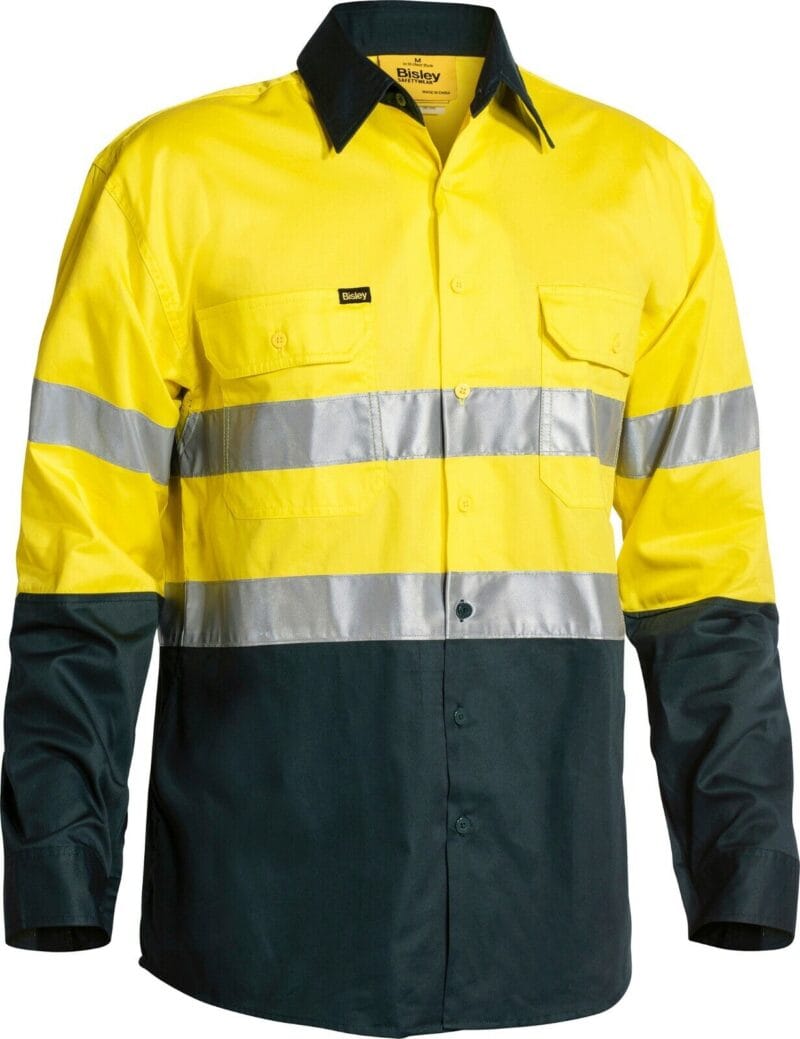 Bisley BS6896 Work Shirts Mens 3M Taped 2 Tone High Vis Cool Australian Dispatch