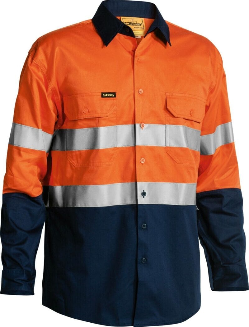 Bisley BS6896 Work Shirts Mens 3M Taped 2 Tone High Vis Cool Australian Dispatch