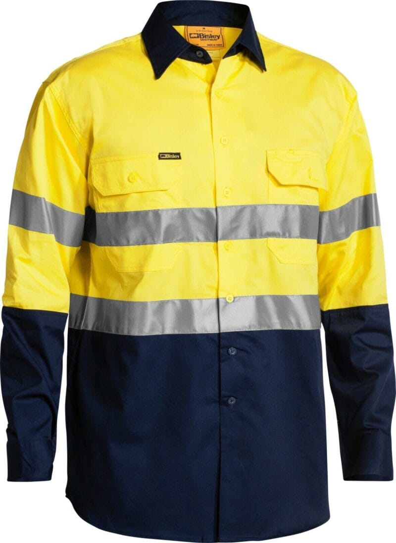 Bisley BS6896 Work Shirts Mens 3M Taped 2 Tone High Vis Cool Australian Dispatch