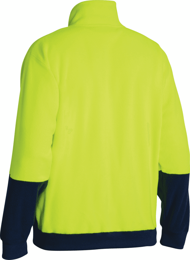 Bisley BK6889 HI-VIS SAFETY WORKWEAR POLAR FLEECE ZIP PULLOVER 2 Tone Rib Cuffs