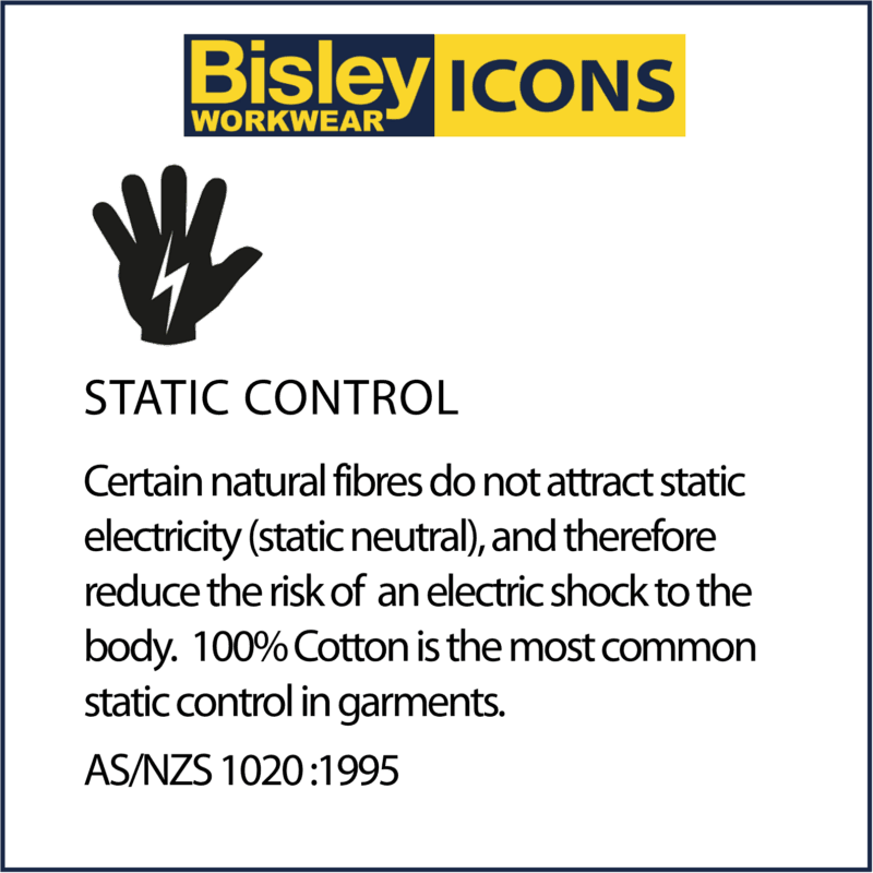 Bisley BSC6267 Men's Workwear Hi-Vis CLOSED FRONT Cotton Drill Shirt Long Sleeve