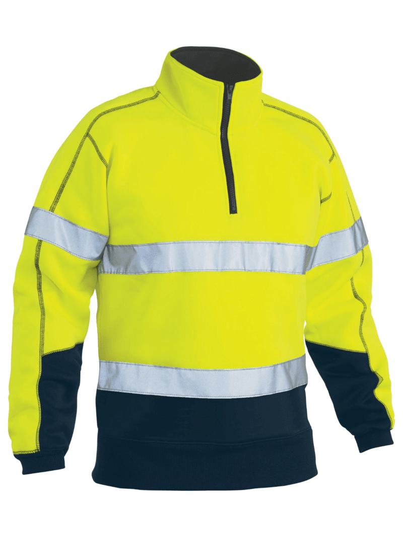 Bisley BK6989T Hi-Vis Taped Safety Workwear Fleece Pullover - 2 Tone Rib Cuffs