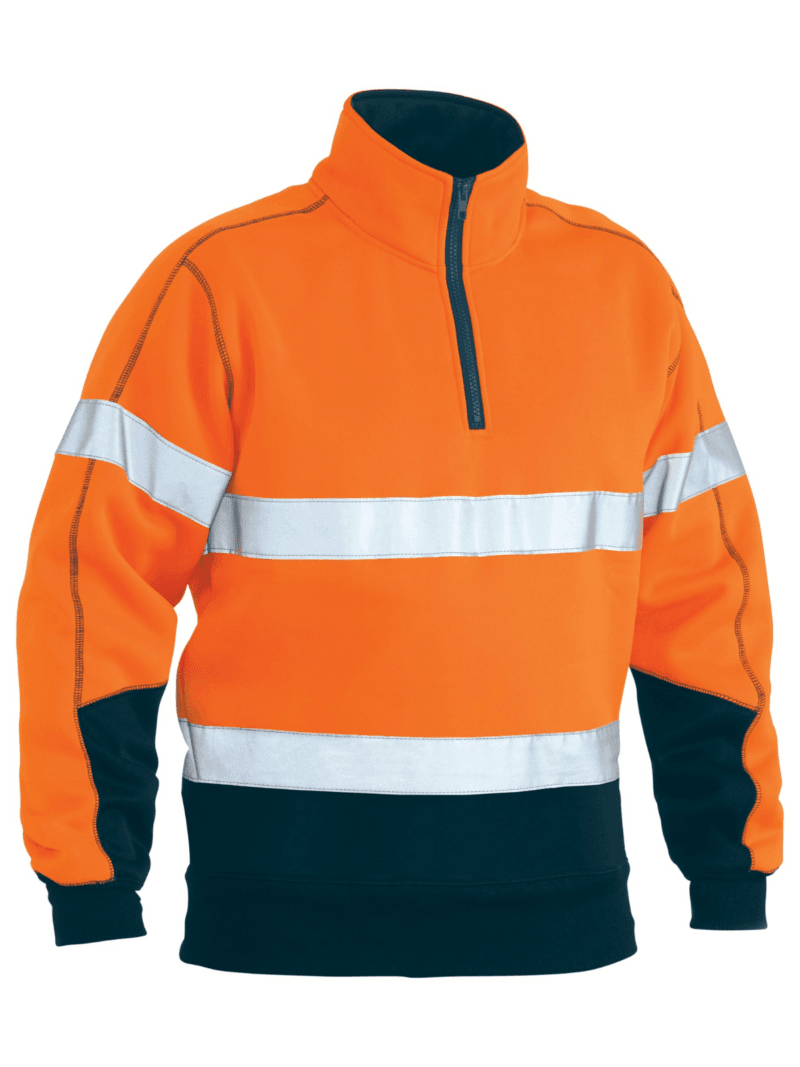 Bisley BK6989T Hi-Vis Taped Safety Workwear Fleece Pullover - 2 Tone Rib Cuffs