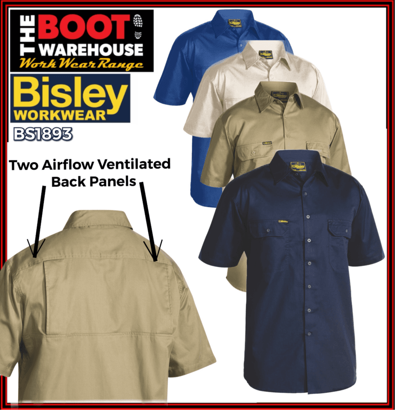 Bisley BS1893 Mens Work Shirts  Short Sleeve Cool Lightweight Australia dispatch