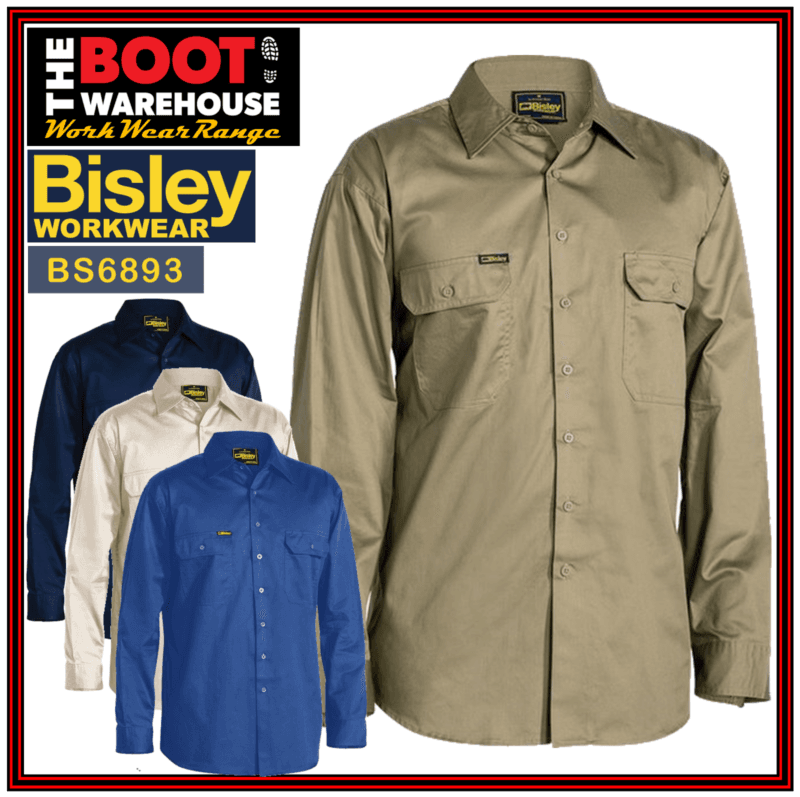 Bisley BS6893 Mens Work Shirts Long Sleeve Cool Lightweight Australia Dispatch