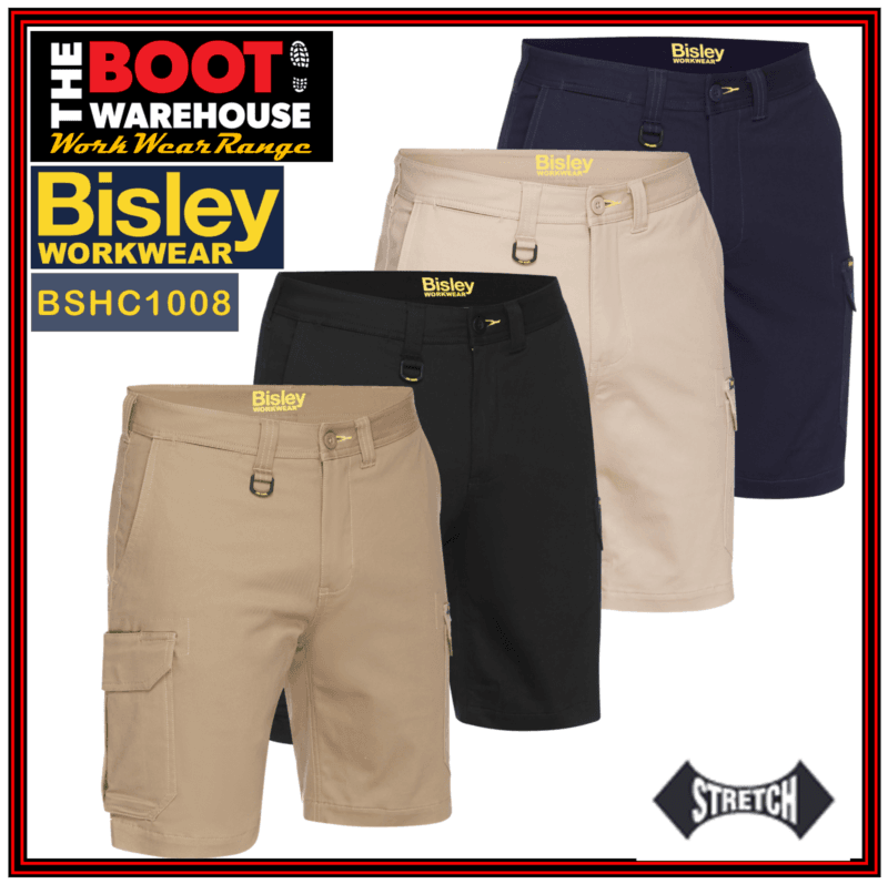 Bisley BSHC1008 Mens Workwear Stretch Cotton Cargo Shorts   -  ALL DAY COMFORT!