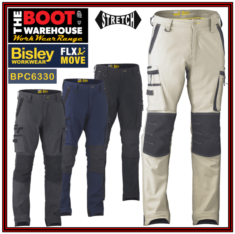 Bisley BPC6330 Mens FLEX & MOVE™ Stretch Utility Zip Padded Knee Cargo Pants