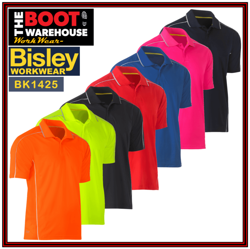 Bisley BK1425 Cool Mesh Polo Shirt with Reflective Piping Short Sleeve