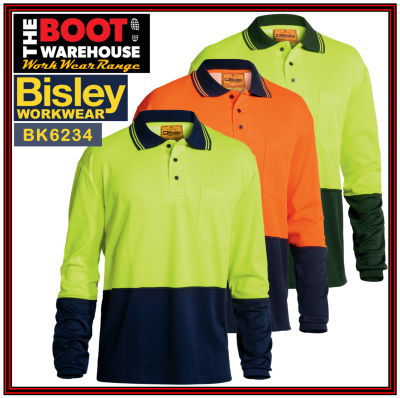 Bisley BK6234 Hi-Vis 2 Tone Safety, Polo Shirt. Cotton / Polyester. Long Sleeve