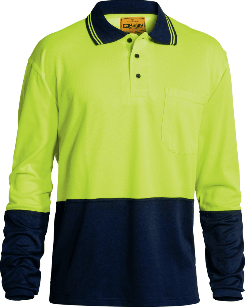 Bisley BK6234 Hi-Vis 2 Tone Safety, Polo Shirt. Cotton / Polyester. Long Sleeve