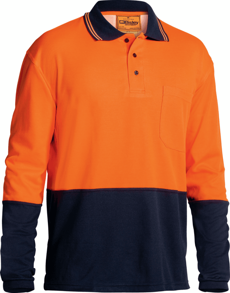 Bisley BK6234 Hi-Vis 2 Tone Safety, Polo Shirt. Cotton / Polyester. Long Sleeve