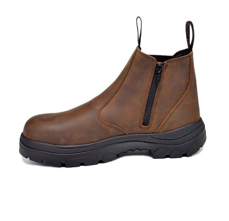Wide Load 390CZN 6E Extra Wide Brown Soft Toe Pull On Casual Boot + Zip