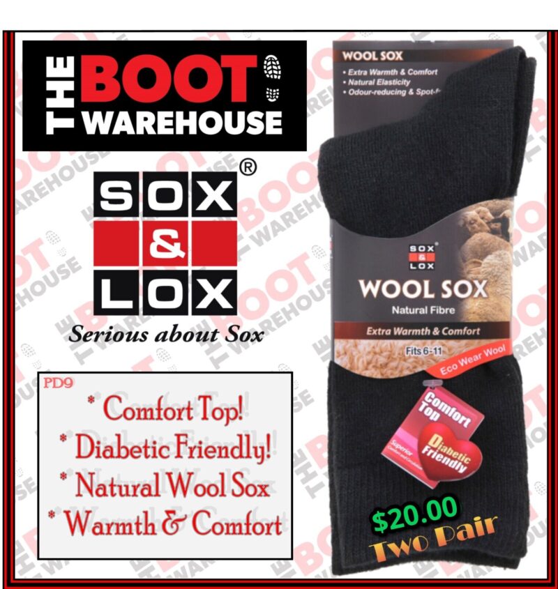 SOX & LOX  Men's Wool - Extra Warmth and Comfort. Diabetic Friendly!  - (PD9)