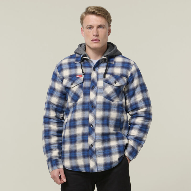 Hard Yakka Y06690 Quilted Flannel Hooded Shacket
