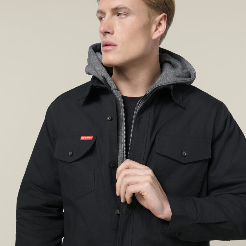 Hard Yakka Y06691 Quilted Solid Shacket - Black
