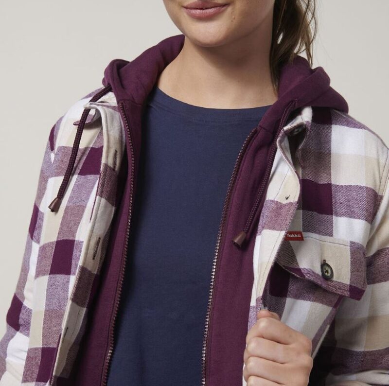 Hard Yakka Y08748 Women's Quilted Shacket - Purple