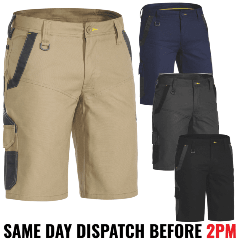 Bisley BSHC1130 - FLEX & MOVE - Men's Stretch Work Shorts FITTED MODERN COMFORT